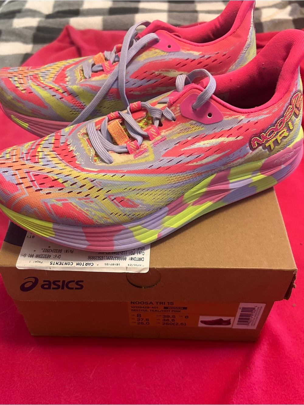 ASICS Noosa Tri 15 Women’s Pink Yellow Lavender Running Shoes